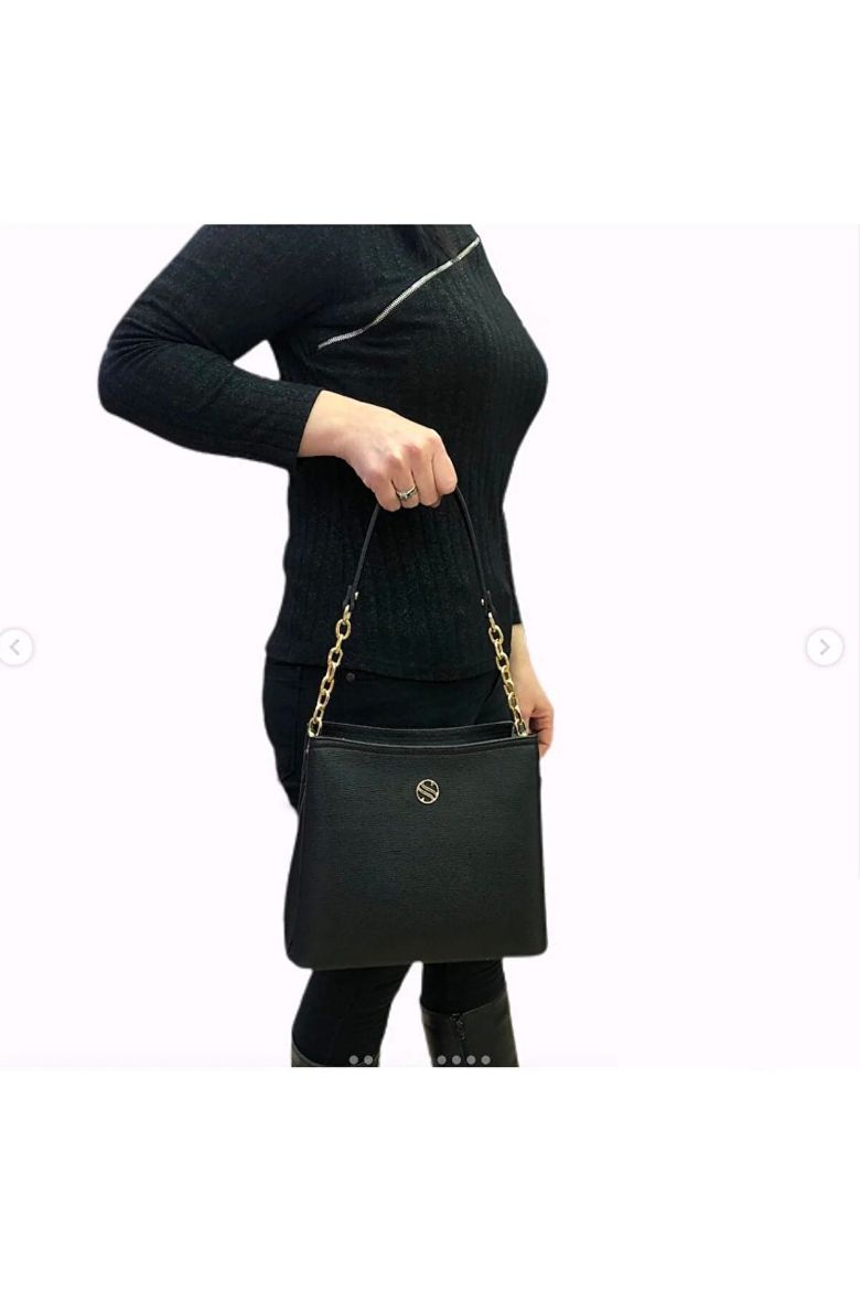 C010 Kadın Kol Çanta Askılı Çanta Çapraza Çanta   Siyah Deri resmi