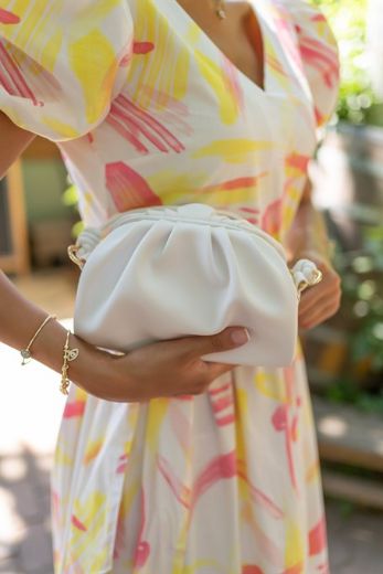 C015 Kadın Mini Çanta Çapraz Çanta Clutch Çanta   BEYAZ DERİ resmi