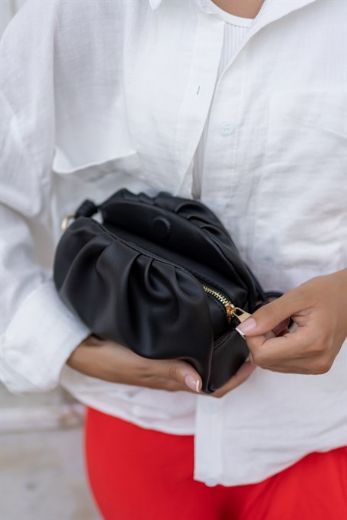 C015 Kadın Mini Çanta Çapraz Çanta Clutch Çanta   Siyah Deri resmi