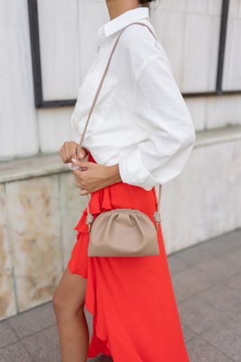 C015 Kadın Mini Çanta Çapraz Çanta Clutch Çanta   Vizon Deri resmi