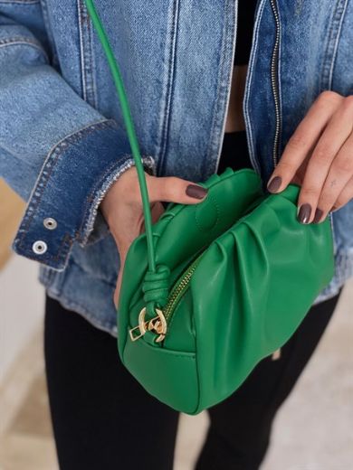 C015 Kadın Mini Çanta Çapraz Çanta Clutch Çanta   YEŞİL DERİ resmi