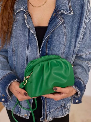 C015 Kadın Mini Çanta Çapraz Çanta Clutch Çanta   YEŞİL DERİ resmi