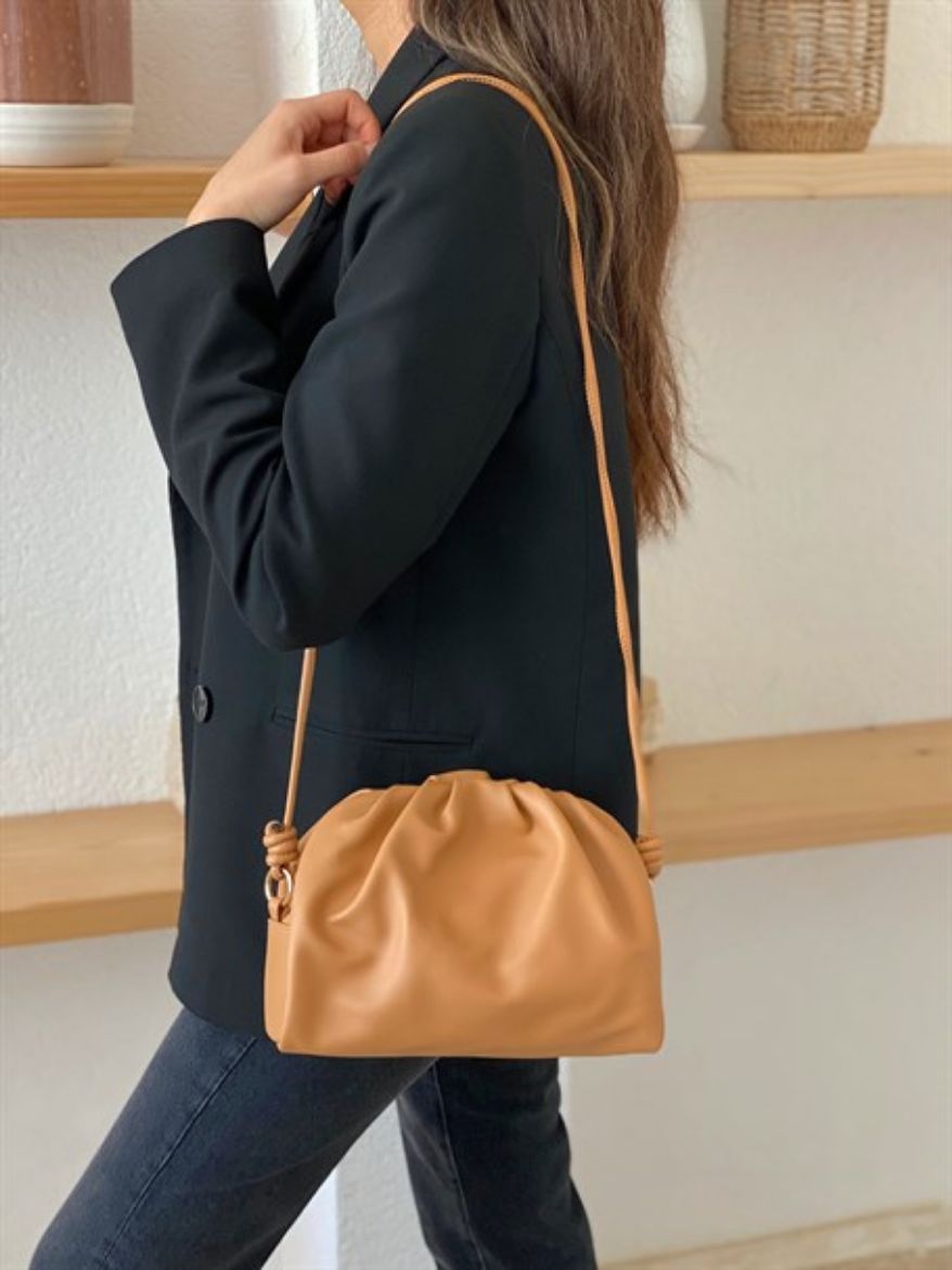 C015 Kadın Mini Çanta Çapraz Çanta Clutch Çanta   NUDE DERİ resmi