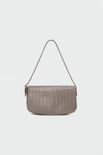 C019 Kadın Omuz Çanta Clutch Çanta Baget Çanta Rht  VİZON KROKO resmi