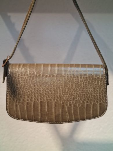 C019 Kadın Omuz Çanta Clutch Çanta Baget Çanta Rht  HAKİ YEŞİL KROKO resmi