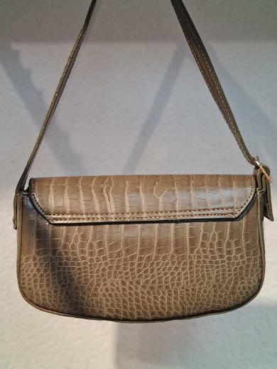 C019 Kadın Omuz Çanta Clutch Çanta Baget Çanta Rht  HAKİ YEŞİL KROKO resmi