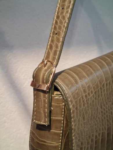 C019 Kadın Omuz Çanta Clutch Çanta Baget Çanta Rht  HAKİ YEŞİL KROKO resmi