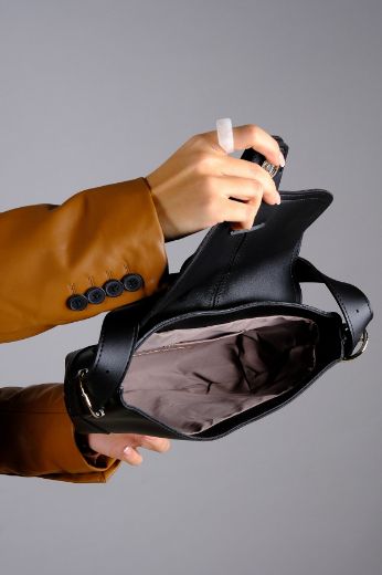 C053 Kadın Çanta Günlük Baget Clutch El Çanta  SİYAH DERİ resmi