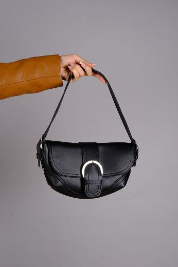 C053 Kadın Çanta Günlük Baget Clutch El Çanta  SİYAH DERİ resmi