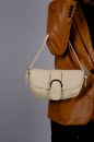 C053 Kadın Çanta Günlük Baget Clutch El Çanta  Bej Deri 