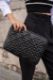C066 Kadın Tablet Çanta Notebook Çanta Cloutch    SİYAH DERİ resmi