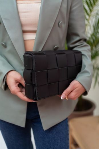 C085 Kadın Çanta Günlük Omuz Çanta Bottega  SİYAH DERİ resmi