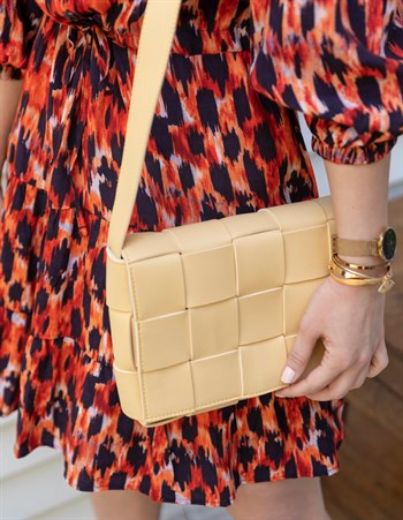 C085 Kadın Çanta Günlük Omuz Çanta Bottega  EKRU DERİ resmi