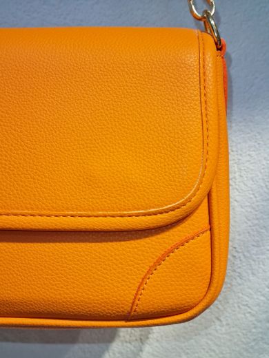 C092 Kadın Çanta Günlük Omuz El Kol Cloutch Çanta  TURUNCU DERİ resmi