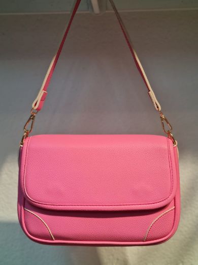 C092 Kadın Çanta Günlük Omuz El Kol Cloutch Çanta  PEMBE DERİ resmi