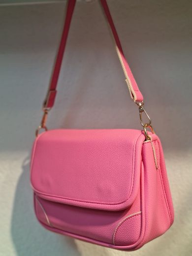 C092 Kadın Çanta Günlük Omuz El Kol Cloutch Çanta  PEMBE DERİ resmi