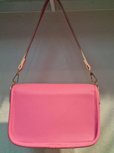 C092 Kadın Çanta Günlük Omuz El Kol Cloutch Çanta  PEMBE DERİ resmi