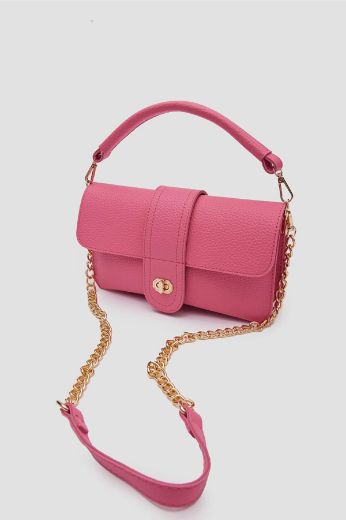 C098 Kadın Çanta Günlük Çanta El Kol Cloutch Çanta  PEMBE DERİ resmi