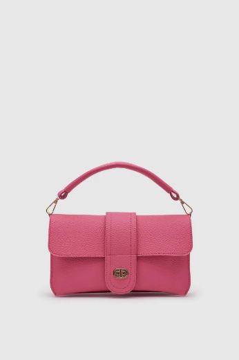 C098 Kadın Çanta Günlük Çanta El Kol Cloutch Çanta  PEMBE DERİ resmi
