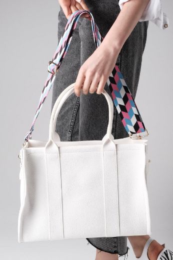 C102 Tote Bag Çanta  Günlük Çanta Kadın Şık Çanta   Beyaz Deri resmi