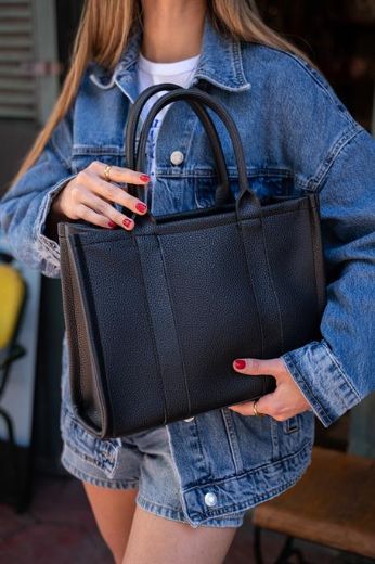 C102 Tote Bag Çanta  Günlük Çanta Kadın Şık Çanta   Siyah Deri resmi