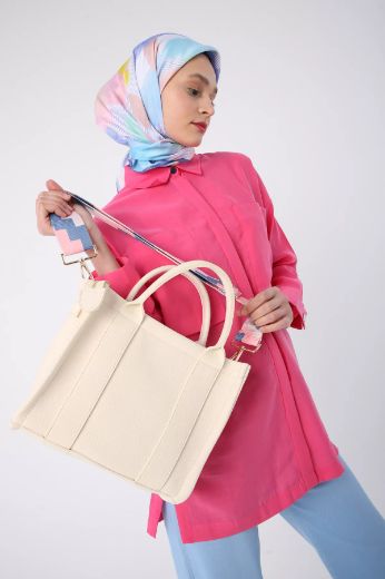 C102 Tote Bag Çanta  Günlük Çanta Kadın Şık Çanta   Bej Deri  resmi
