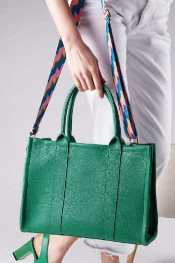 C102 Tote Bag Çanta  Günlük Çanta Kadın Şık Çanta   YEŞİL DERİ resmi