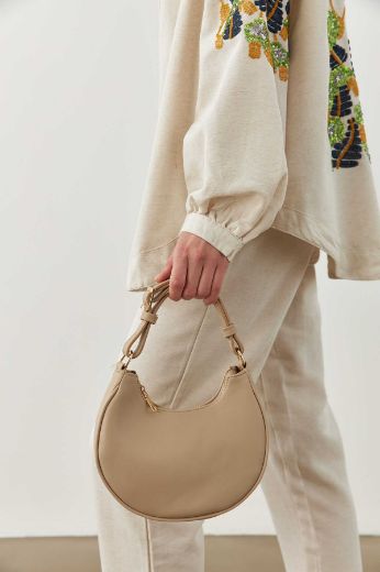 C105 Kadın Çanta Günlük Çanta Clutch Kadın Çanta   Bej Deri  resmi
