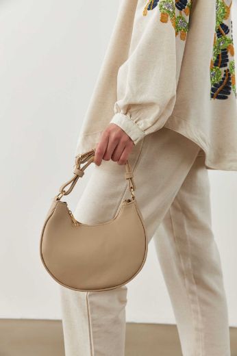 C105 Kadın Çanta Günlük Çanta Clutch Kadın Çanta   Bej Deri  resmi
