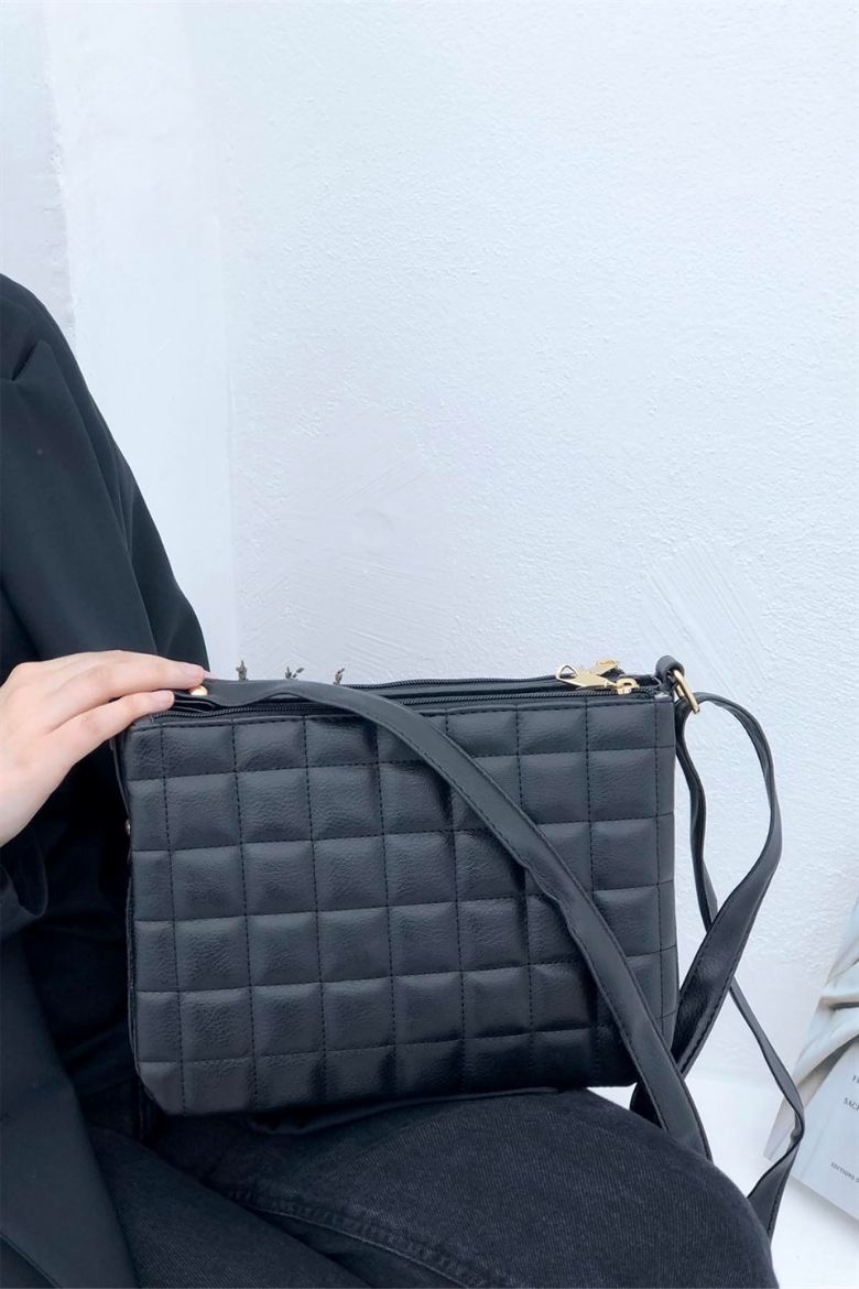 C064 Kadın Çanta Günlük Omuz Çanta Çapraz Elçanta   SİYAH DERİ resmi