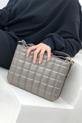 C064 Kadın Çanta Günlük Omuz Çanta Çapraz Elçanta   Platin  resmi