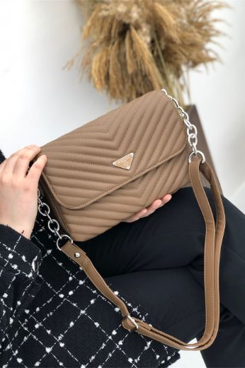C082 Kadın Çanta Günlük Omuz El Kol Çapraz Çanta  Vizon Deri resmi