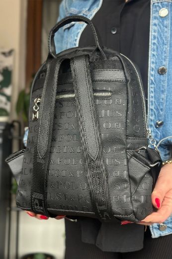 C108 Kadın Çanta Günlük Çanta Sırt Çanta  SİYAH DERİ resmi