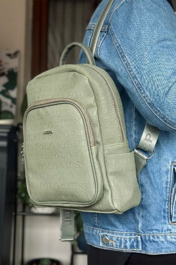 C108 Kadın Çanta Günlük Çanta Sırt Çanta  YEŞİL DERİ resmi